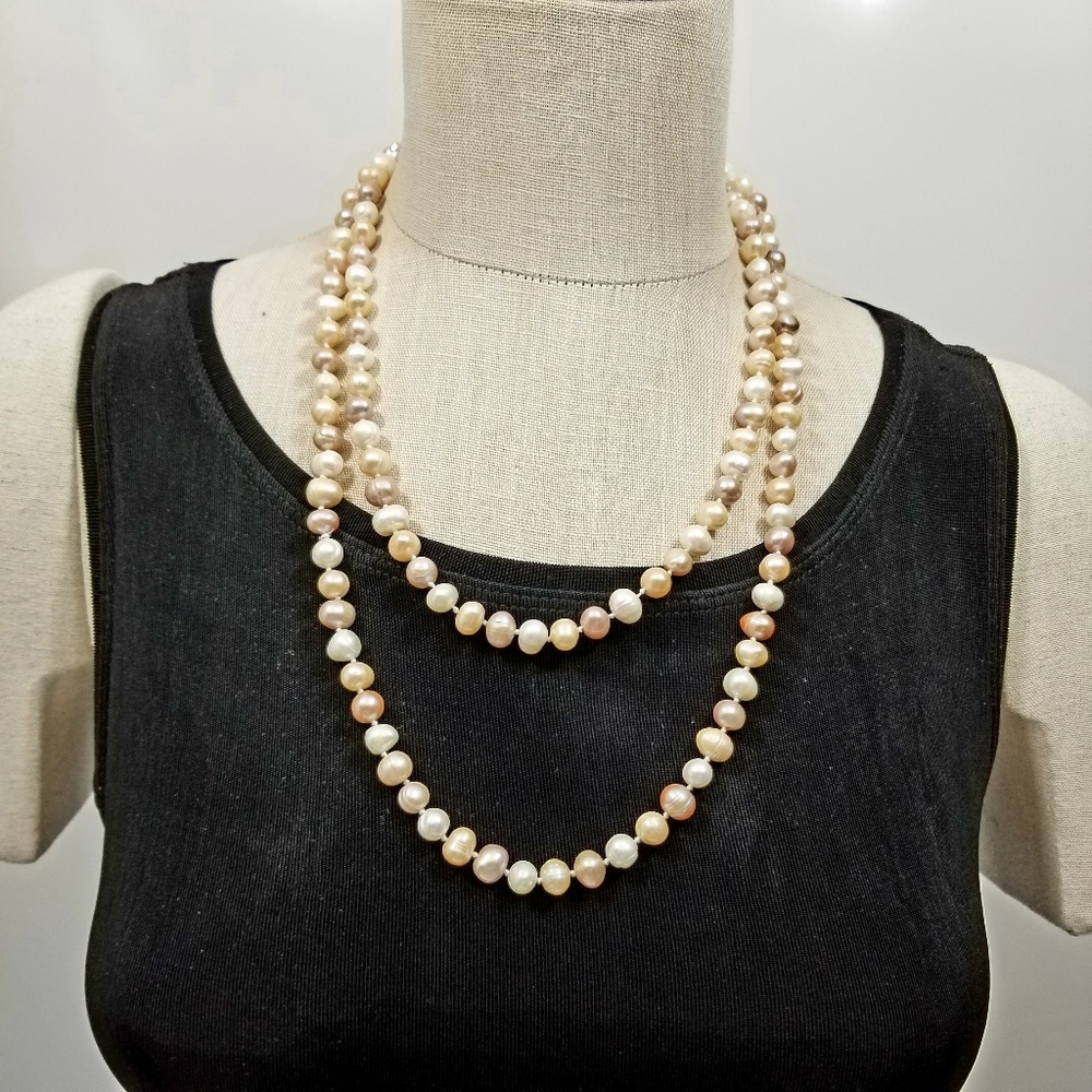 48 Inch Long 8-10mm Freshwater Pearl Rope Necklace - Picture 5 of 6
